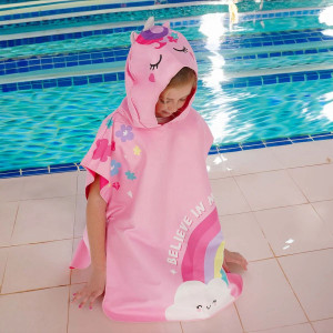 Asciugamano Poncho per bambini unicorno