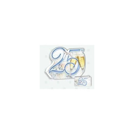 Biglietti bomboniere con Portaconfetti 25esimo anniversario  25pz