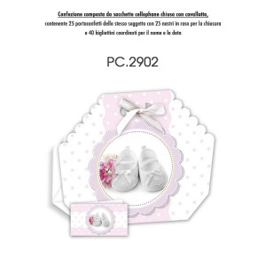 Biglietti bomboniere con Portaconfetti battesimo 25pz