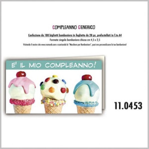 Biglietti bomboniere prefustellati compleanno 100pz