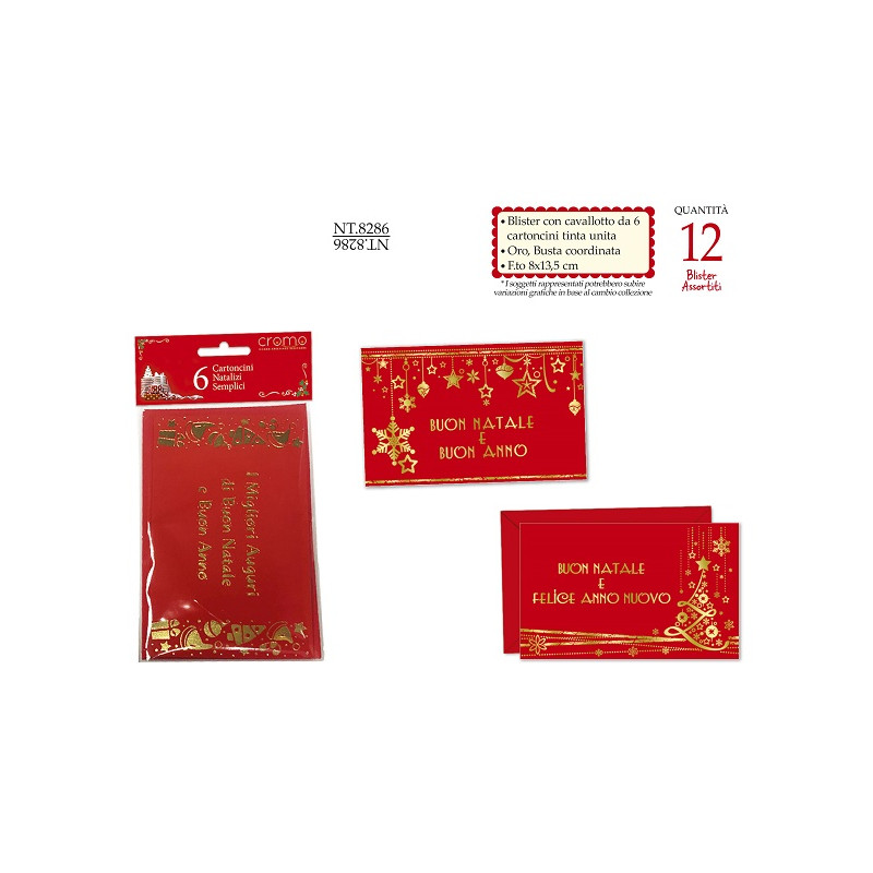 Biglietti e buste auguri natale uso ufficio 6pz