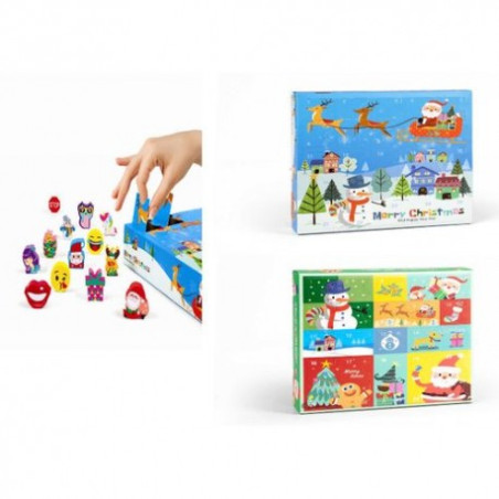 Calendario Avvento con 25 gomme per cancellare fantasia
