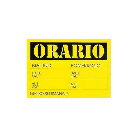 Cartello Orario plastificato 2pz