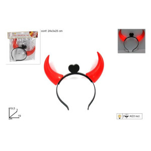 Cerchietto Corna Diavolo luminose c/cuore
