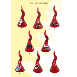 Corno in ceramina 15cm con simboli Napolimania