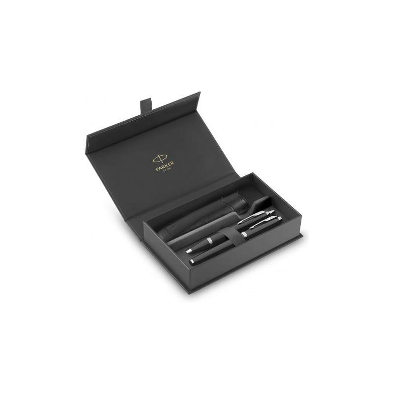 Gift set PARKER PENNA IM STILO + SFERA GT BLACK EDITION RIFINITURE CROMATE
