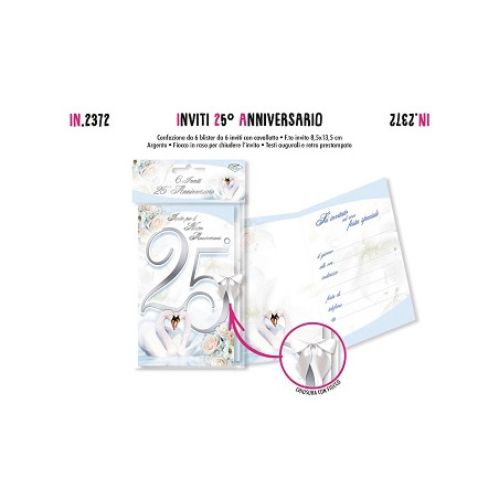 Inviti 25° ANNIVERSARIO 9 X 14 - 6pz