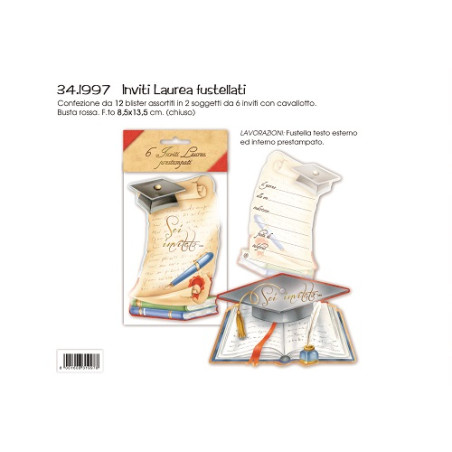 Inviti Laurea 9x14 conf 6 pz