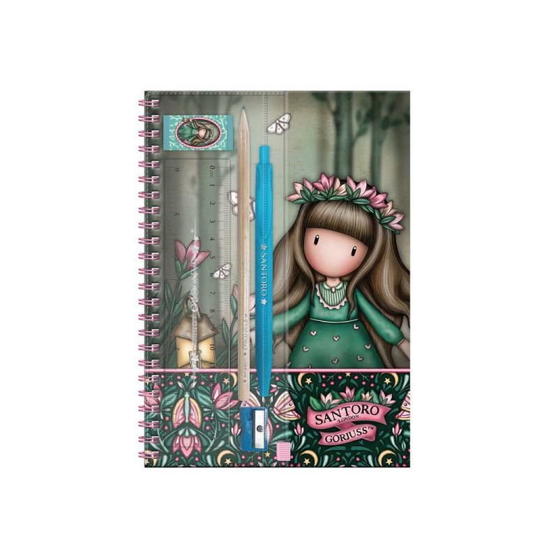 kit cancelleria WOODLAND WILDFLOWER santoro GORJUSS con notebook
