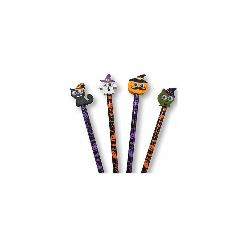 Matita Halloween con top in gomma occhi mobili