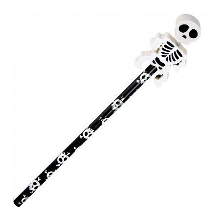 Matita Halloween con top in gomma scheletro