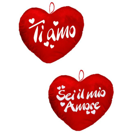 Cuscino cuore sfoderabile con stampa 40x40(rosso o blu)